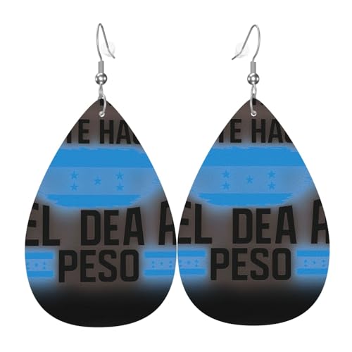 Flagge von Honduras Teardrop Leder Ohrringe Damen Druck Anhänger mit Haken Mode Vintage Party Alltag, Einheitsgröße, Leder Flagge von Honduras Teardrop Leder Ohrringe Damen Druck Anhänger mit Haken Mode Vintage Party Alltag, Einheitsgröße, Leder von FHIZOAL