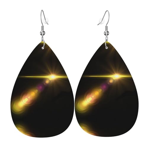Flare Lens Teardrop Leder Ohrringe Damen Druck Anhänger mit Haken Mode Vintage Party Alltag, Einheitsgröße, Leder Flare Lens Teardrop Leder Ohrringe Damen Druck Anhänger mit Haken Mode Vintage Party Alltag, Einheitsgröße, Leder von FHIZOAL