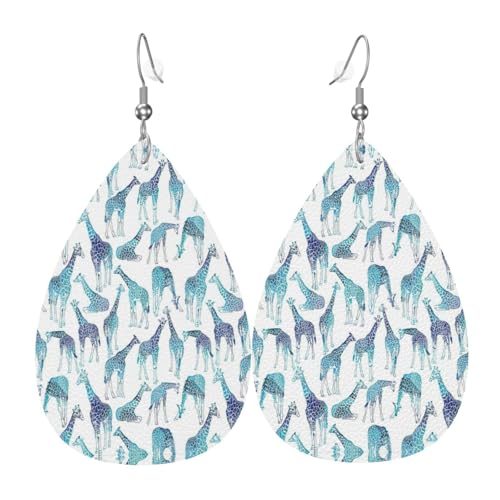 Giraffenmuster Teardrop Leder Ohrringe Damen Druck Anhänger mit Haken Mode Vintage Party Alltag, Einheitsgröße, Leder Giraffenmuster Teardrop Leder Ohrringe Damen Druck Anhänger mit Haken Mode Vintage Party Alltag, Einheitsgröße, Leder von FHIZOAL