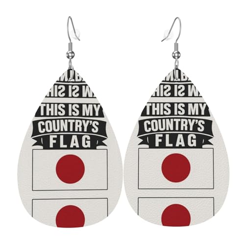 Japanische Flagge Teardrop Leder Ohrringe Damen Druck Anhänger mit Haken Mode Vintage Party Alltag, Einheitsgröße, Leder Japanische Flagge Teardrop Leder Ohrringe Damen Druck Anhänger mit Haken Mode Vintage Party Alltag, Einheitsgröße, Leder von FHIZOAL