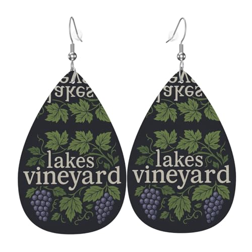 Lakes Vineyard Teardrop Leder Ohrringe Damen Druck Anhänger mit Haken Mode Vintage Party Alltag, Einheitsgröße, Leder Lakes Vineyard Teardrop Leder Ohrringe Damen Druck Anhänger mit Haken Mode Vintage Party Alltag, Einheitsgröße, Leder von FHIZOAL
