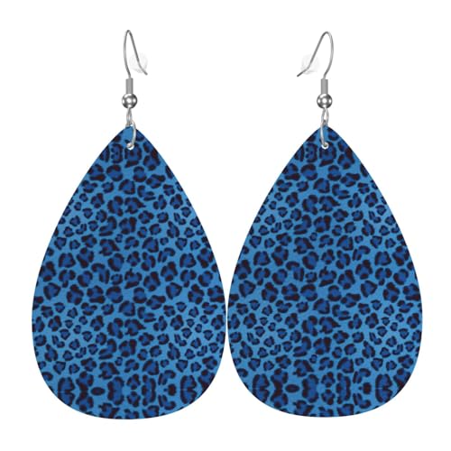 Leopardenhaut Tier Tropfen Leder Ohrringe Damen Druck Anhänger mit Haken Mode Vintage Party Alltag, Einheitsgröße, Leder von FHIZOAL