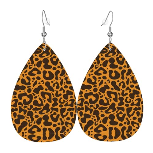Leopardenmuster Teardrop Leder Ohrringe Damen Druck Anhänger mit Haken Mode Vintage Party Alltag, Einheitsgröße, Leder Leopardenmuster Teardrop Leder Ohrringe Damen Druck Anhänger mit Haken Mode Vintage Party Alltag, Einheitsgröße, Leder von FHIZOAL
