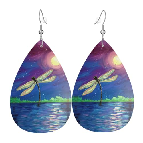 Libelle Malerei Tropfen Leder Ohrringe Damen Druck Anhänger mit Haken Mode Vintage Party Alltag, Einheitsgröße, Leder Libelle Malerei Tropfen Leder Ohrringe Damen Druck Anhänger mit Haken Mode Vintage Party Alltag, Einheitsgröße, Leder von FHIZOAL