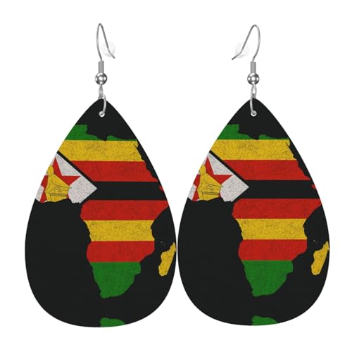 Map-Outline Of Afrika Teardrop Leder Ohrringe Damen Druck Anhänger mit Haken Mode Vintage Party Alltag, Einheitsgröße, Leder Map-Outline Of Afrika Teardrop Leder Ohrringe Damen Druck Anhänger mit Haken Mode Vintage Party Alltag, Einheitsgröße, Leder von FHIZOAL