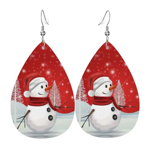 Merry Christmas Day Teardrop Leder Ohrringe Damen Druck Anhänger mit Haken Mode Vintage Party Alltag, Einheitsgröße, Leder Merry Christmas Day Teardrop Leder Ohrringe Damen Druck Anhänger mit Haken Mode Vintage Party Alltag, Einheitsgröße, Leder von FHIZOAL