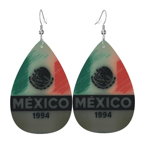 Mexiko Flagge Teardrop Leder Ohrringe Damen Druck Anhänger mit Haken Mode Vintage Party Alltag, Einheitsgröße, Leder Mexiko Flagge Teardrop Leder Ohrringe Damen Druck Anhänger mit Haken Mode Vintage Party Alltag, Einheitsgröße, Leder von FHIZOAL
