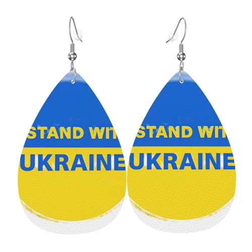 Mit Ukraine Teardrop Leder Ohrringe Damen Druck Anhänger mit Haken Mode Vintage Party Alltag, Einheitsgröße, Leder Mit Ukraine Teardrop Leder Ohrringe Damen Druck Anhänger mit Haken Mode Vintage Party Alltag, Einheitsgröße, Leder von FHIZOAL