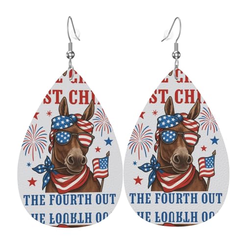 Patriotische Donk Teardrop Leder Ohrringe Damen Druck Anhänger mit Haken Mode Vintage Party Alltag, Einheitsgröße, Leder Patriotische Donk Teardrop Leder Ohrringe Damen Druck Anhänger mit Haken Mode Vintage Party Alltag, Einheitsgröße, Leder von FHIZOAL