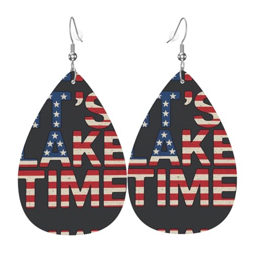 Patriotische Lake Teardrop Leder Ohrringe Damen Druck Anhänger mit Haken Mode Vintage Party Alltag, Einheitsgröße, Leder Patriotische Lake Teardrop Leder Ohrringe Damen Druck Anhänger mit Haken Mode Vintage Party Alltag, Einheitsgröße, Leder von FHIZOAL