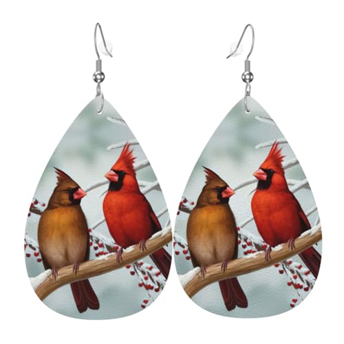 Süße Vögel Tropfenform Leder Ohrringe Damen Druck Anhänger mit Haken Mode Vintage Party Alltag, Einheitsgröße, Leder Süße Vögel Tropfenform Leder Ohrringe Damen Druck Anhänger mit Haken Mode Vintage Party Alltag, Einheitsgröße, Leder von FHIZOAL