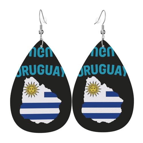 Uruguay Flagge Karte Teardrop Leder Ohrringe Damen Druck Anhänger mit Haken Mode Vintage Party Alltag, Einheitsgröße, Leder Uruguay Flagge Karte Teardrop Leder Ohrringe Damen Druck Anhänger mit Haken Mode Vintage Party Alltag, Einheitsgröße, Leder von FHIZOAL
