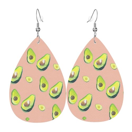 Viele Avocado-Bilder Teardrop Leder Ohrringe Damen Druck Anhänger mit Haken Mode Vintage Party Alltag, Einheitsgröße, Leder Viele Avocado-Bilder Teardrop Leder Ohrringe Damen Druck Anhänger mit Haken Mode Vintage Party Alltag, Einheitsgröße, Leder von FHIZOAL