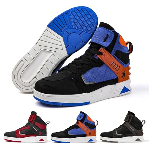 FHQGZT Motorradschuhe Herren Motorradstiefel Herren Motorrad, rutschfeste, atmungsaktive Street-Casual-Biker-Boots mit Knöchelstütze Leder Wildleder Racing Board Schuhe (Blue,39 EU) von FHQGZT