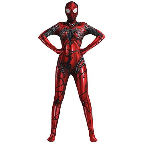 FHRBVIQ Superhelden Frauen Venom Kostüm Erwachsene Kinder Halloween Cosplay Bodysuit 3D Druck Overall Lycra Spandex Zentai Spinne Filmfans Strumpfhosen (Color : Venom, Size : MAN/3XL(185-190CM)) von FHRBVIQ