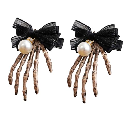 2 Stück Krallen Schädel Hand Haarspange - Skelett Hände Knochen Haarspangen - für Frauen Mädchen Haarschmuck,Weiß,7cm 2 Stück Krallen Schädel Hand Haarspange - Skelett Hände Knochen Haarspangen - für Frauen Mädchen Haarschmuck,Weiß,7cm von FHUILIJH