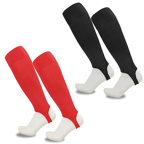 FIBOGOUP Stutzen ohne socken,Stegstrümpfe,Folgen Sie dem Design und reparieren Sie die Beinschutzbrett,schwarz+rot von FIBOGOUP