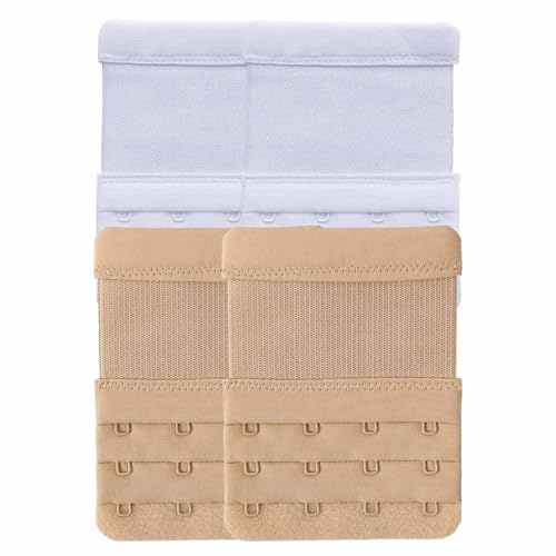 FIBOUND 4 Stück BH-Band Verlängerung – Mit 4 Haken | Individuell Anpassbare Trägerverlängerung | Bequemes Dehnbares Accessoire für Büstenhalter von FIBOUND