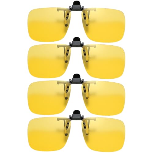 FIBOUND 4er-Set Polarisierte Nachtfahrbrillen - Klappbarer Blendschutz für Damen & Herren, Verringert Blendung durch Gegenverkehr, Verbesserte Sicht bei Dunkelheit für mehr Sicherheit von FIBOUND