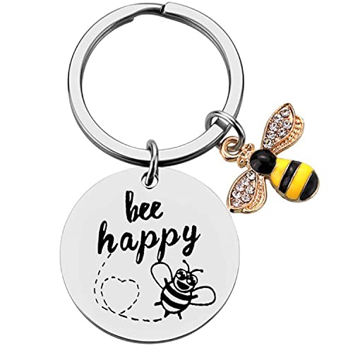 FIBOUND Bee Anhänger Schlüsselanhänger, Bee Happy Schlüsselanhänger Geschenke, Biene Schlüsselanhänger Geschenk für damen, für Frauen Weihnachten Kollegen Abschluss Geburtstag Geschenk von FIBOUND