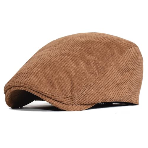 Schiebermütze Herren Herbst Und Winter Kamel Cord Mann Ivy Cap Papa Casual Newsboy Entenschnabel Hut Frauen Große Größe Baskenmütze 56-60Cm,Camel,56-60Cm von FICORD
