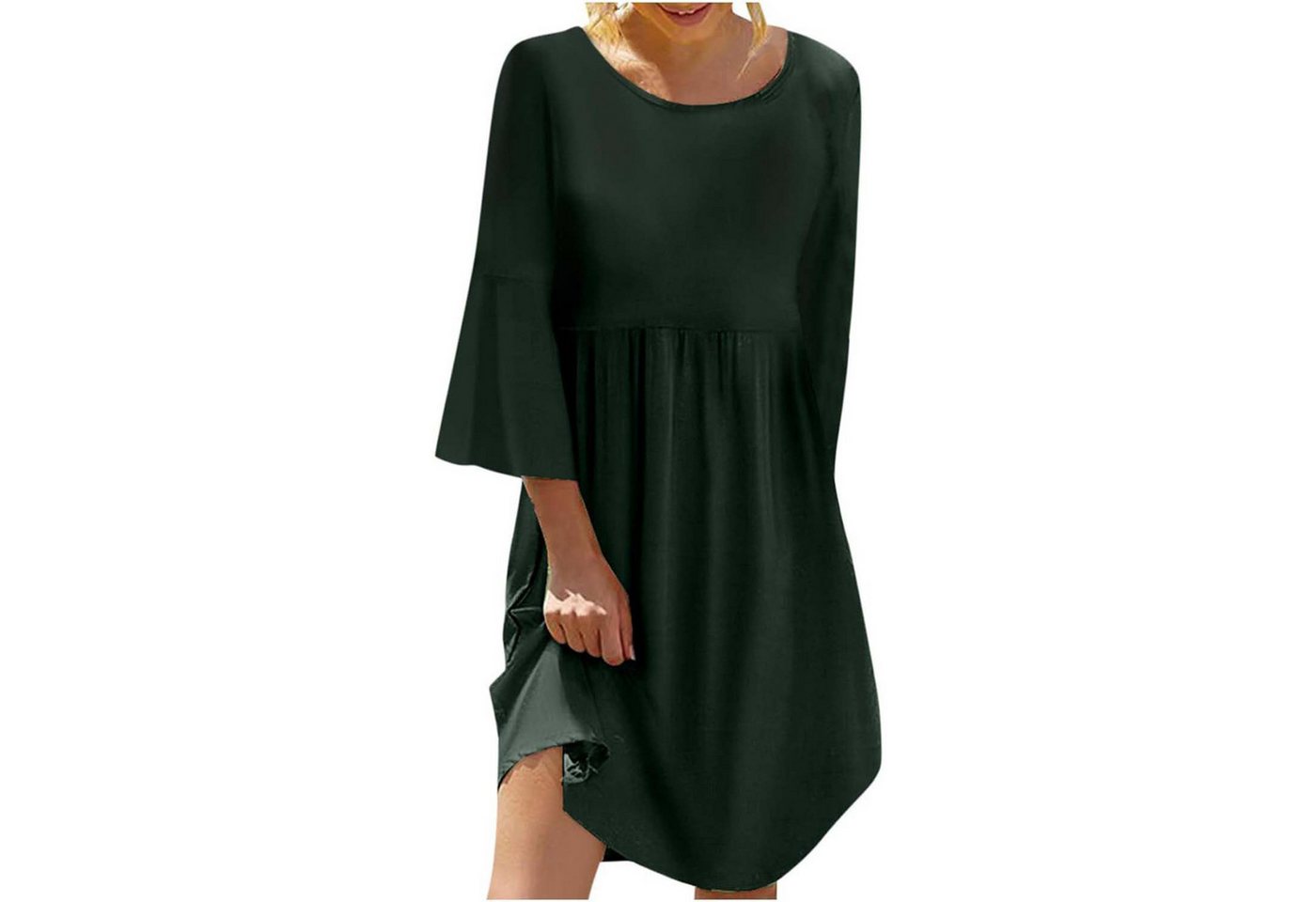 FIDDY A-Linien-Kleid Kleid Damen 3/4 Arm Lang Blumenkleid Elegant A Linien Kleid Stilvoll von FIDDY