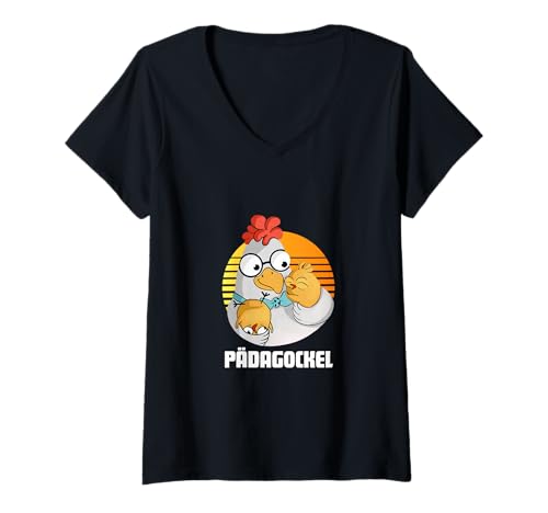 Damen Pädagockel - lustiges Wortspiel Pädagogen, Lehrer, Erzieher T-Shirt mit V-Ausschnitt Damen Pädagockel - lustiges Wortspiel Pädagogen, Lehrer, Erzieher T-Shirt mit V-Ausschnitt von FIDORATIS FASHION