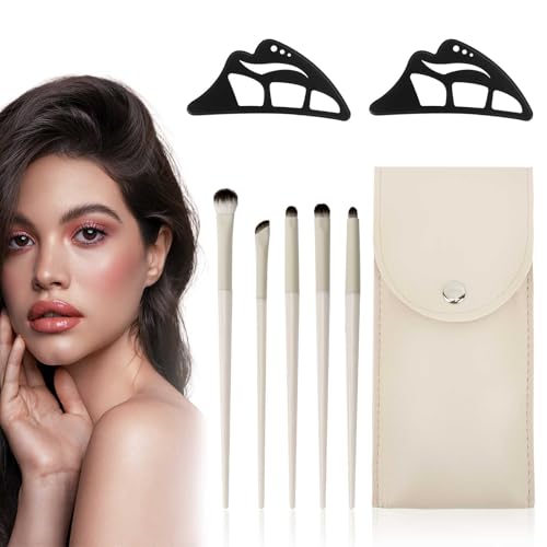 FIDWALL 2er Set Silikon Lidschatten Schablonen & 5tlg. Lidschatten Applikator Set mit Tasche, Eyeliner Schablone, Elf Eyeshadow Tool für schnelles Augen Make-up, passend zur Lidschatten Palette FIDWALL 2er Set Silikon Lidschatten Schablonen & 5tlg. Lidschatten Applikator Set mit Tasche, Eyeliner Schablone, Elf Eyeshadow Tool für schnelles Augen Make-up, passend zur Lidschatten Palette von FIDWALL