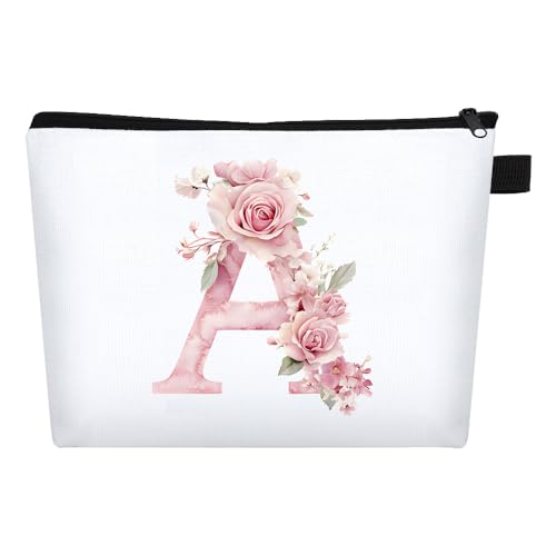 FIDWALL Kosmetiktasche Personalisiert A-Z, Schminktasche Klein für Frauen, Geburtstagsgeschenk für Frauen, Verlobung Brautjungfern Accessoires, Geschenk Freundin Geburtstag, Reiseetui Mädchen (A) von FIDWALL