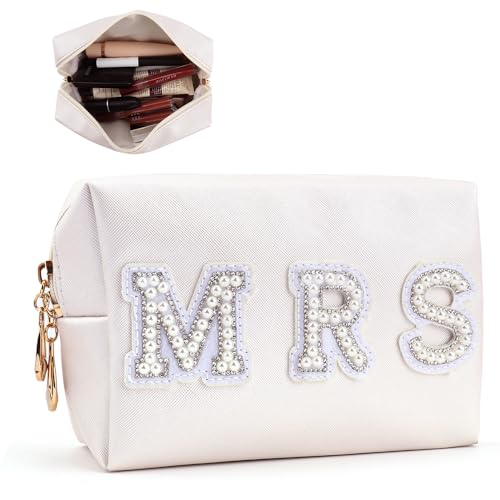 Kosmetiktasche Reise，Make-up Tasche，Perle Strass Monogrammiert Kosmetiktasche für Kosmetik, Hautpflege, Toilettenartikel, Geburtstagsgeschenk für Frauen, Töchter, Bräute, Freunde(Hochzeit) von FIDWALL