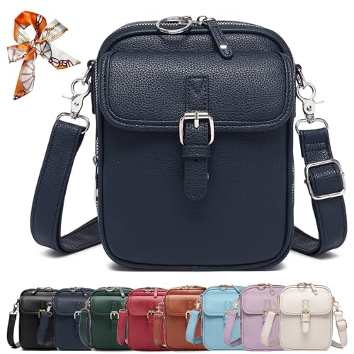 Collaboraten1 Crossbody-Ledertasche mit eingebauter Geldbörse, Anti-Diebstahl-Retro-Design von FIENZA