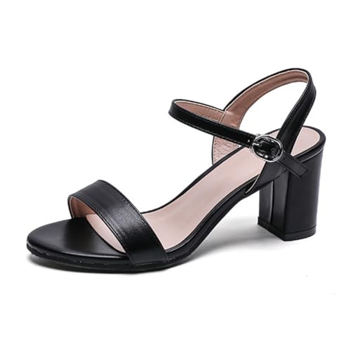 FIENZA Damen Sandalen Mit Mittelhohem Absatz Mit Verstellbarem Riemen Vegan Damen Sandaletten Mit Blockabsatz Riemchensandalen Absatz High Heels Sexy Sandalen Mit Absatz Pumps Damen Sommer von FIENZA