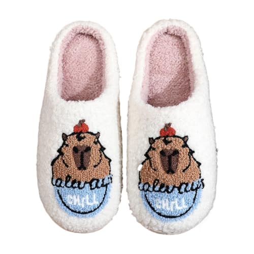 FIENZA Halloween Hausschuhe Damen Baumwolle Warme Drinnen Pantoffeln Plüsch Funny Print Damen Herren Weicher Plüsch Retro Hausschuhe Warme Pantoffeln Trendiger Slipper drinnen und draußen von FIENZA
