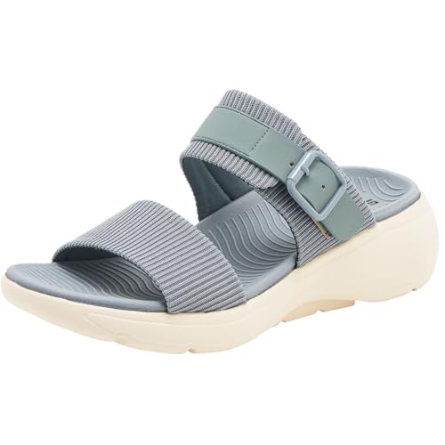 FIENZA OrthopäDische Sandalen Damen Badelatschen Damen Sommer Sandalen Leichte Pantoletten Bequeme Latschen Mit Fussbett Adeschlappen Weiche Dicke Sohle Strandschuhe Keilabsatz Hausschuhe von FIENZA