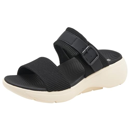 FIENZA OrthopäDische Sandalen Damen Badelatschen Damen Sommer Sandalen Leichte Pantoletten Bequeme Latschen Mit Fussbett Adeschlappen Weiche Dicke Sohle Strandschuhe Keilabsatz Hausschuhe von FIENZA