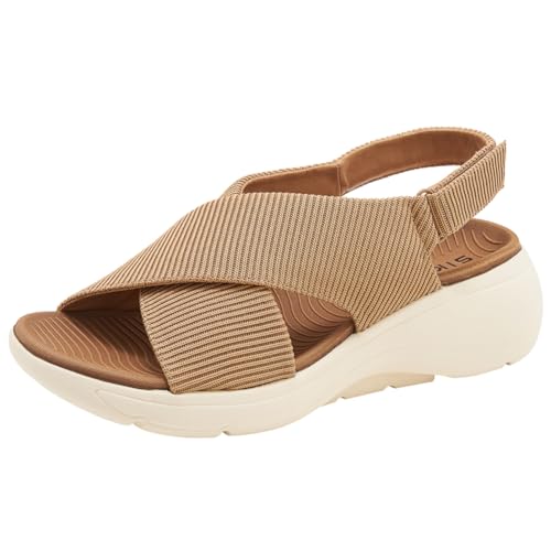 FIENZA OrthopäDische Sandalen Damen Badelatschen Damen Sommer Sandalen Leichte Pantoletten Bequeme Latschen Mit Fussbett Adeschlappen Weiche Dicke Sohle Strandschuhe Keilabsatz Hausschuhe von FIENZA