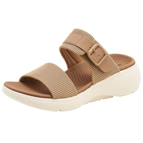 FIENZA OrthopäDische Sandalen Damen Badelatschen Damen Sommer Sandalen Leichte Pantoletten Bequeme Latschen Mit Fussbett Adeschlappen Weiche Dicke Sohle Strandschuhe Keilabsatz Hausschuhe von FIENZA