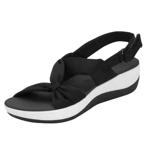 FIENZA Remonte Sandalen Damen Orthopedische Sommer Bequem Keilabsatz Schuhe Damen Elastische KnöChelriemen Plateau Backstrap Sandalen Mit FußGewöLbeunterstüTzung Sportsandale Mit Klettverschluss von FIENZA