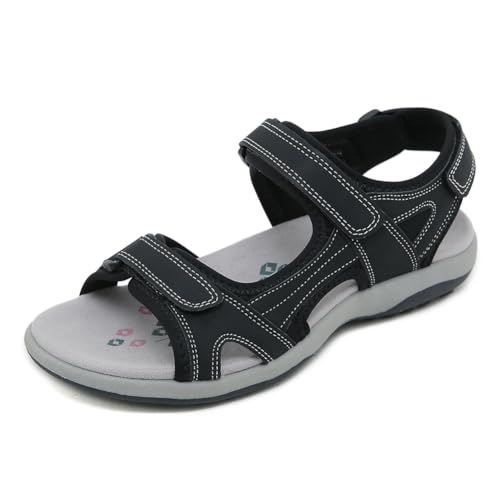 FIENZA Trekkingsandalen Damen Wandersandalen Sport Outdoor Sandalen Mit Klettverschluss Bequem OrthopäDische Riemchensandalen Atmungsaktiv Sommerschuhe Offene Zehen Sommer Strand Sandalen Schuhe von FIENZA