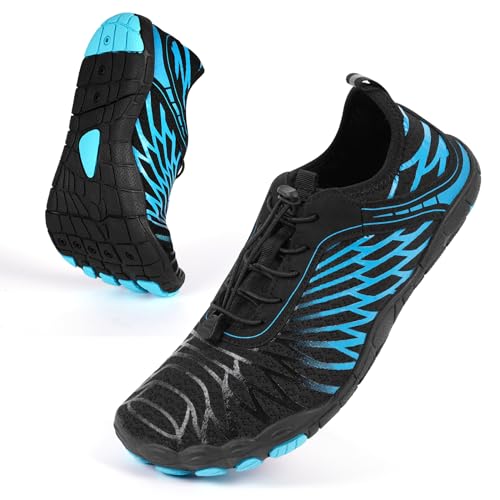 FIENZA Unisex Barfußschuhe Damen Herren Barfussschuhe rutschfeste Aquaschuhe Schnell Trocknend Wasserschuhe Outdoor Traillaufschuhe,Atmungsaktiv Breiter Zehenbox Zehenschuhe Weich Fitnessschuhe von FIENZA