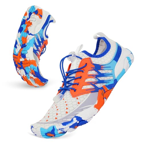 FIENZA Unisex Barfußschuhe Damen Herren Barfussschuhe rutschfeste Aquaschuhe Schnell Trocknend Wasserschuhe Outdoor Traillaufschuhe,Atmungsaktiv Breiter Zehenbox Zehenschuhe Weich Fitnessschuhe von FIENZA