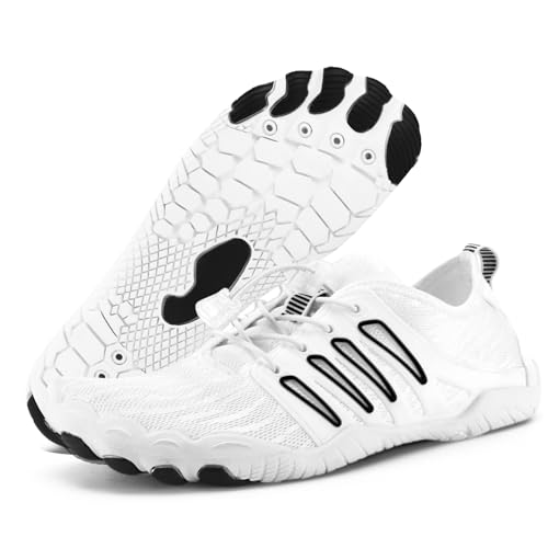 FIENZA Unisex Barfußschuhe Damen Herren Traillaufschuhe rutschfest Fitnessschuhe Atmungsaktiv Barfussschuhe Weich Leicht Badeschuhe Breiter Zehenbox Schnell Trocknend Strandschuhe von FIENZA