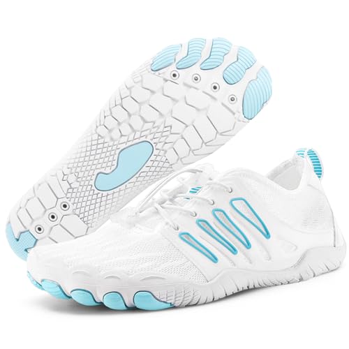 FIENZA Unisex Barfußschuhe Damen Herren Traillaufschuhe rutschfest Fitnessschuhe Atmungsaktiv Barfussschuhe Weich Leicht Badeschuhe Breiter Zehenbox Schnell Trocknend Strandschuhe von FIENZA