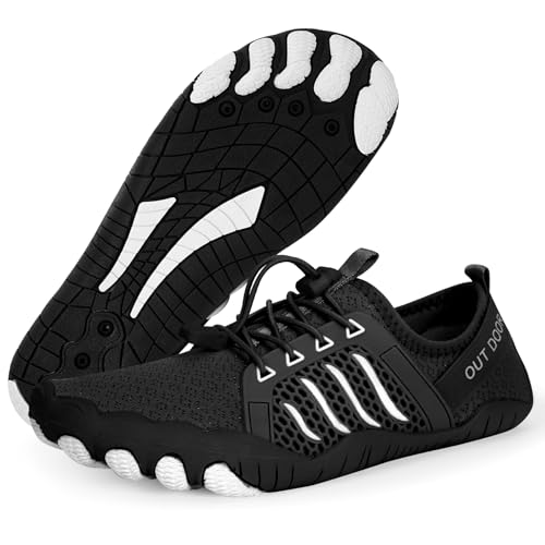 FIENZA Unisex Barfußschuhe Damen Herren Traillaufschuhe rutschfest Fitnessschuhe Atmungsaktiv Barfussschuhe Weich Leicht Badeschuhe Breiter Zehenbox Schnell Trocknend Strandschuhe von FIENZA