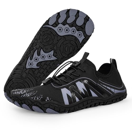 FIENZA Unisex Barfußschuhe Damen Herren Traillaufschuhe rutschfest Fitnessschuhe Atmungsaktiv Barfussschuhe Weich Leicht Badeschuhe Breiter Zehenbox Schnell Trocknend Strandschuhe von FIENZA
