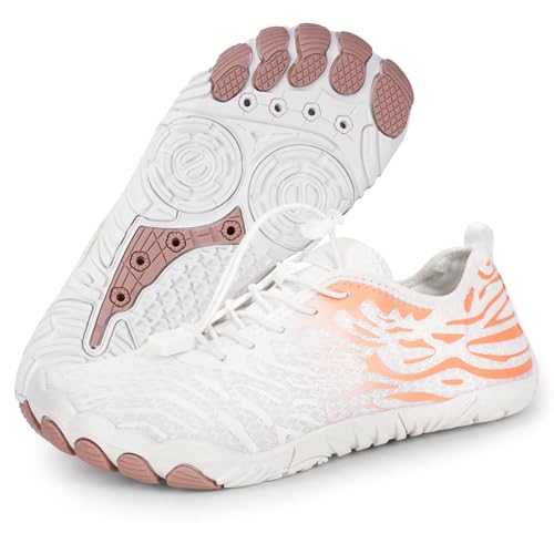 FIENZA Unisex Barfußschuhe Damen Herren Traillaufschuhe rutschfest Fitnessschuhe Atmungsaktiv Barfussschuhe Weich Leicht Badeschuhe Breiter Zehenbox Schnell Trocknend Strandschuhe von FIENZA
