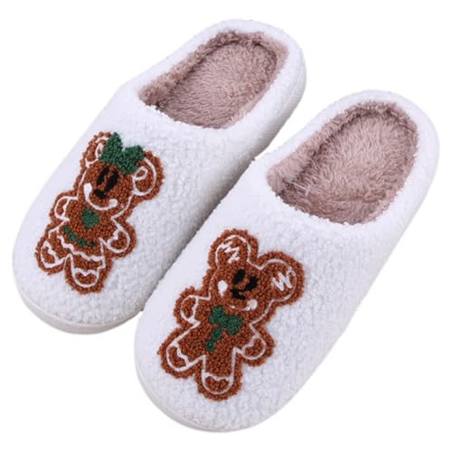 FIENZA Weihnachts Hausschuhe Damen Plüsch Hausschuhe Rentier Pantoffeln Damen Weihnachtsmann Cozy Warme Slippers,Lustige Geschenke for Weihnachten von FIENZA