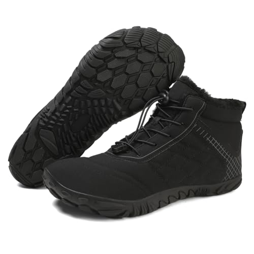 FIENZA Winter Barfußschuhe Damen Herren Winterstiefel Warm Wasserabweisend Gefüttert Winterschuhe für Damen Herren Wasserabweisend Traillaufschuhe mit Breite Zehenbox von FIENZA
