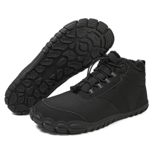 FIENZA Winter Barfußschuhe Damen Herren Winterstiefel Warm Wasserabweisend Gefüttert Winterschuhe für Damen Herren Wasserabweisend Traillaufschuhe mit Breite Zehenbox von FIENZA