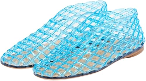 Netz-Ballerinas für Damen,Gewebte Jelly-Ballerinas für Damen Bequem Slip-in Flache Schuhe Netz-Ballerinas Jelly-Schuhe Bequeme Flats mit Strasssteinen von FIENZA